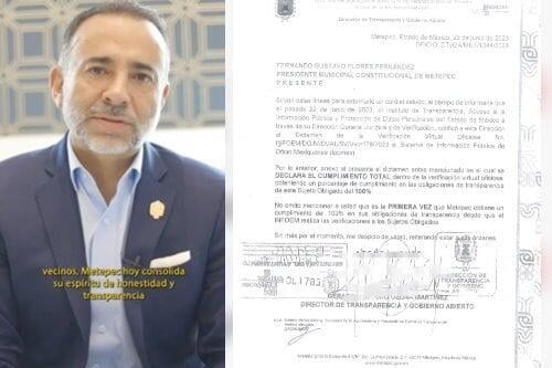 Video: Alcalde Fernando Flores informa que por primera vez, Metepec cumple al 100% obligaciones de transparencia